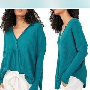 Teal free people Long Sleeve Women's Top